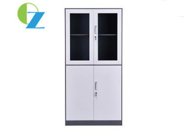 2 Glass Door 1.2mm Steel Office Cupboard Two Metal Handle