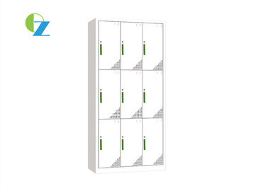 1850MM Height Steel Office Locker 9 Doors Storage Cabinet With Green Handle