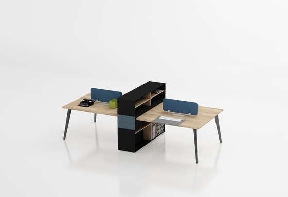 Modular Design Staff Office Desk 4 Person Workstation Table With Middle Cabinet